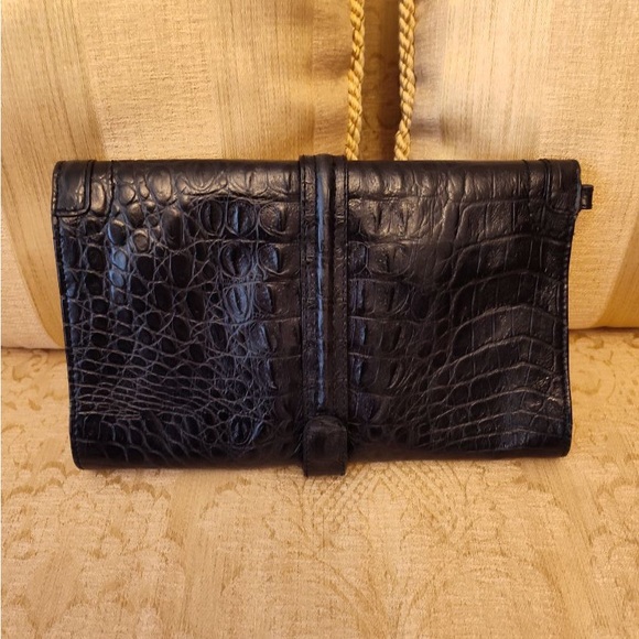 Talbots Black Leather Clutch Wristlet - Picture 3 of 6